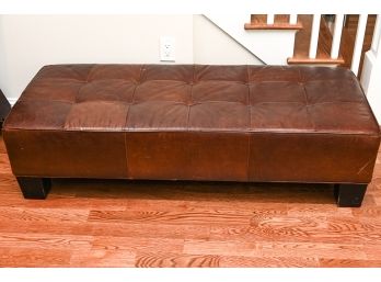 Crate & Barrel Brown Tufted Leather Bench