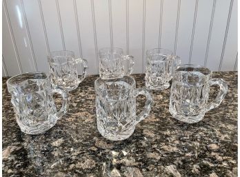 Six Tiffany & Co. 'Rock Cut' Crystal Beer Mugs