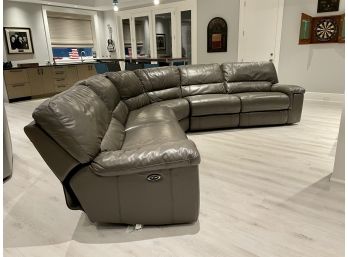 Pewter Grey Leather Sectional By Thomasville Furniture * Pick Up In Greenwich, CT *