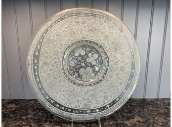 Large Acid Etched Glass Serving Platter