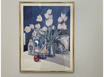 Attractive Framed Still Life Print By American Artist, Helen Paul