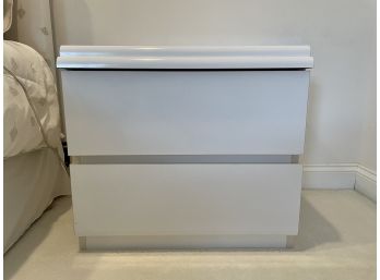 White Laminate Two Drawer Night Stand