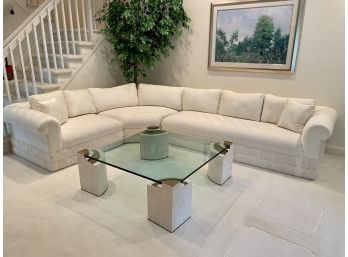 Low Back Upholstered White Sectional Sofa