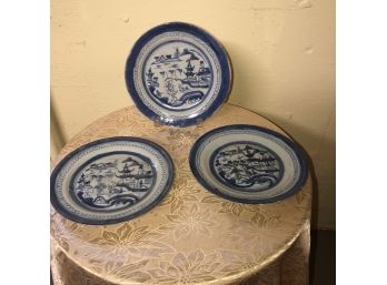 19th Century 3 Canton Plates