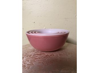 4 Pink Flamingo Pyrex Nesting Bowls