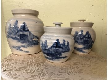 Paul Storie Pottery 3  Covered Crocks