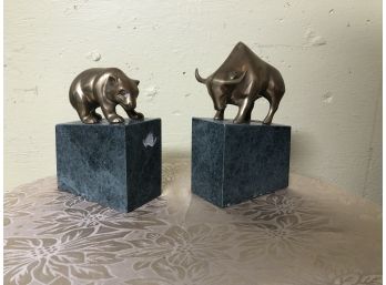 Beer & Bull Brass Bookends