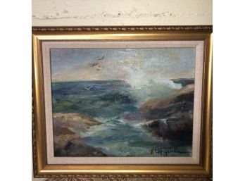 Framed Ruth Hagstorm Gloucester Artist ' Surfing' 11 X 14