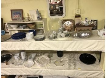 2 Shelf Lots, Tea Pots, Dishes Etc...