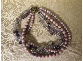 Museum Of Fine Arts Purple & Green Multi Strand Necklace