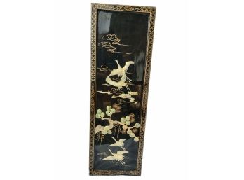 Asian Black Lacquer Mother-of-Pearl Wall Art Panel