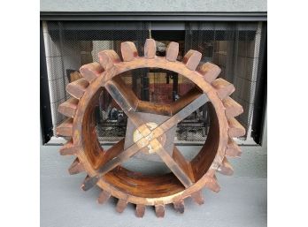 Antique Industrial Wooden Foundry Gear Mold / Art