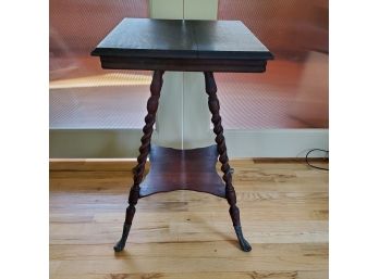 Antique Barley Twist Side Table With Metal Feet