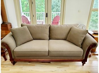 2 Of 2 - Ethan Allen Sofa With Wood Accents