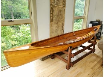 Incredible! One-of-a-kind Hand Crafted Wooden Canoe With Stand
