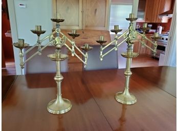 Antique Convertible Brass Candelabra / Candlesticks