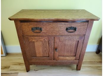 Late 19th Century Oak Cottage-style Wash Stand Or Cabinet