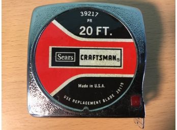 Sears Craftsman 20 Foot Measuring Tape, New Vintage