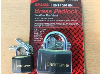 Two Sears Craftsman Brass Padlocks
