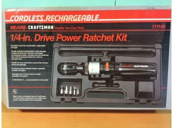 Sears Craftsman 1/4in Drive Chordless Power Ratchet Kit, New