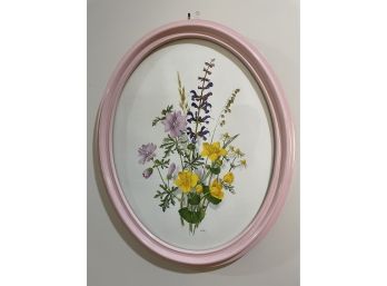 Floral Oval Print In Frame