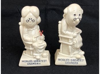 Vintage 60s Worlds Greatest Grandma And Grandpa Figurines