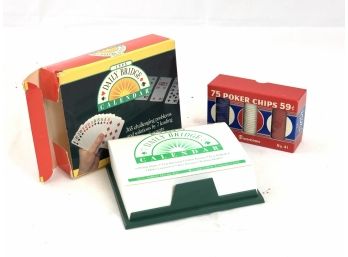 Vintage Bridge Calendar And Poker Chip Lot