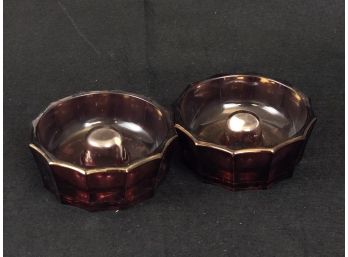 Pair Of Small Ruby Glass Dishes