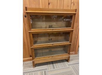 Antique Globe-wernicke Three Tier Wood & Glass Barrister Sectional Bookcase