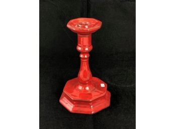 Red Ceramic Candlestick Holder