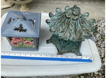 Pair Of Cast Iron Garden Lantern.