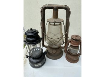 Group Of Three Vintage And New Lantern - Dietz And More