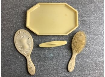 Vintage Vanity Tray Mirror Brush Set