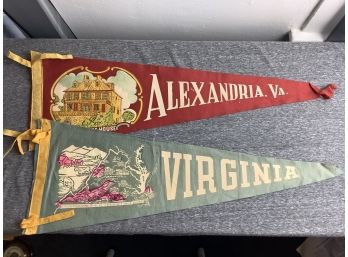 2 Vintage Virginia Felt Pennants