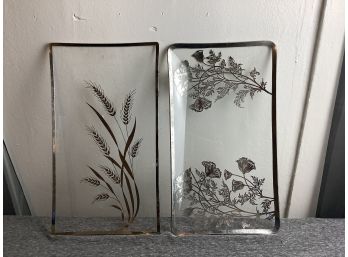 2 Glass Rectangular Platters