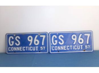 Pair Of 1957 Connecticut License Plates