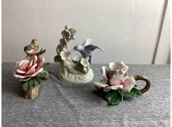 Bird And Flower Porcelain Lot