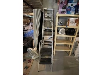 TWO STEP LADDERS AND A STEP STOOL