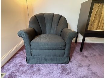 ROWE FURNITURE CONTEMPORARY ROTATING BARREL CHAIR IN BLACK TWEED UPHOLSTERY