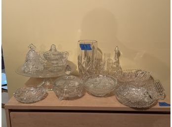 LARGE LOT OF PRESSED AND CUT GLASS