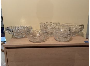 FIVE LARGE PIECES CUT CRYSTAL