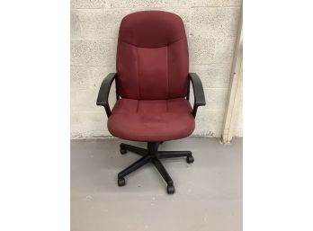 Burgundy Height Adjustable Office Chair On Wheels