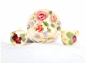 Hand Painted Cream And Sugar Ceramic Serving Set