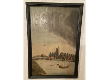 Stunning English School 19th Century Oil On Panel - River View