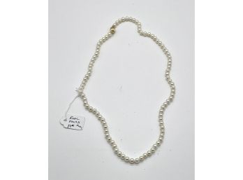 Authentic 17 Pearl Bead Necklace With 14K Gold Clasp