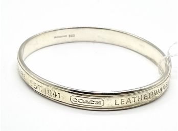 Vintage Coach Sterling Silver Leatherware Bangle Marked 925