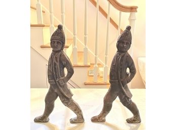 Vintage Pair Of Early 20th Century Iron Hessian Soldier Andirons - Average Price Of $1,150 Per Set