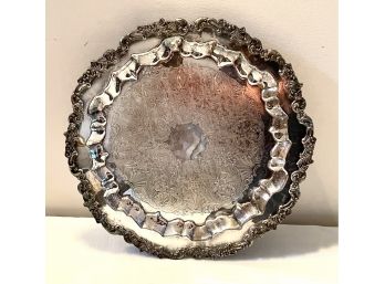 Stunning Silver On Copper Round Tray From SLBS - 5 Pounds