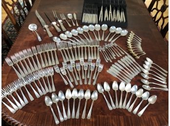 Incredible Set Of Antique GORHAM STERLING SILVER Flatware In Etruscan Pattern 129.2 Troy Ounces  - 153 Pieces