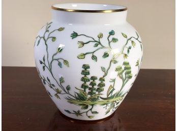 Stunning Vintage TIFFANY & Co - Siam Green LIMOGES Porcelain Vase - All Hand Painted - Made In France - MINT !